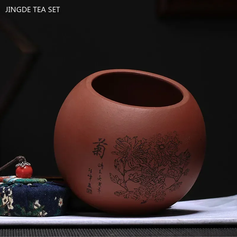 Chinese Yixing Purple Clay Tea Jar Sealed Tea Storage Tin Moisture-proof Pu'er Box Zisha Accessories Coffee Container
