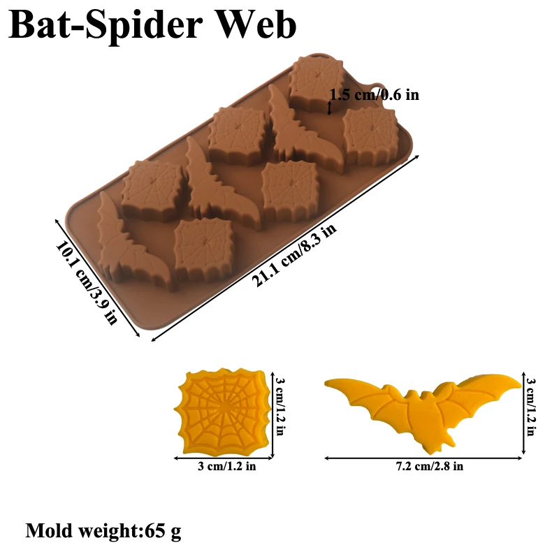 Halloween Silicone Cake Mold, Pumpkin Skull Bat Tombstone Ghost Spider Witch Shape Choc... - SKU HSCM1908 - UGI Packaging
