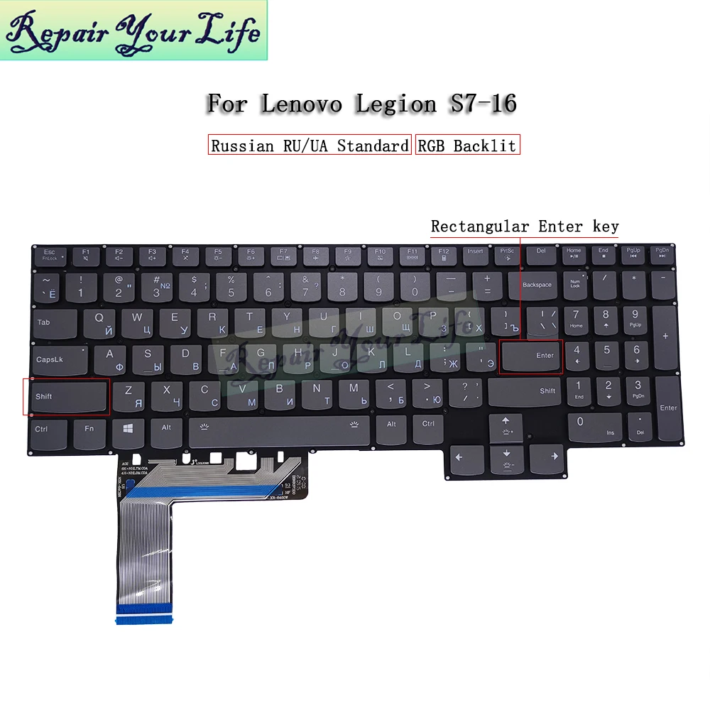 Teclado Retroiluminado Rgb Russo dos Eua para Lenovo Legion s7 16aph8 16arha7 16iah7 16irh8 82y4 82ug 82tf 82y3 Ru-en Inglês Teclados - Imagem 4