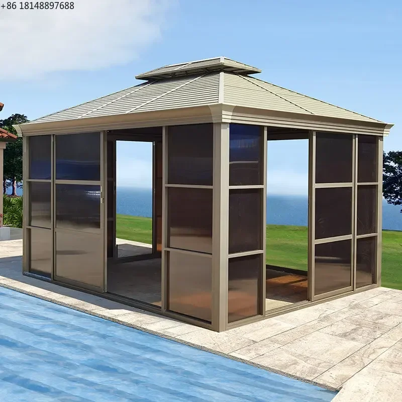 

Outdoor galvanized board pavilion waterproof sunscreen leisure garden sunshade terrace villa pavilion tent movement