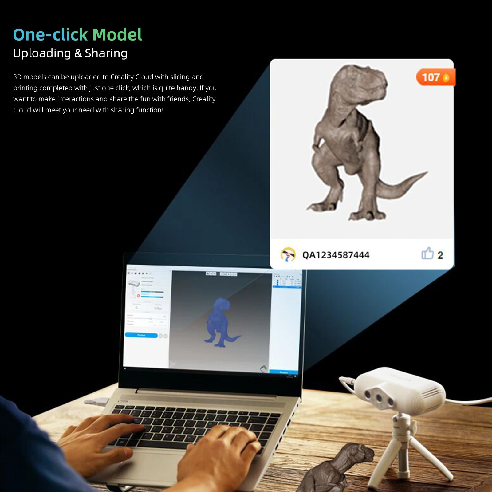 Creality CR-SCAN 리자드 프리미엄 휴대용 3D 스캐너, 3D 모델링 스캐너, 3D 프린팅 산업 디자인 모델링, 0.05mm