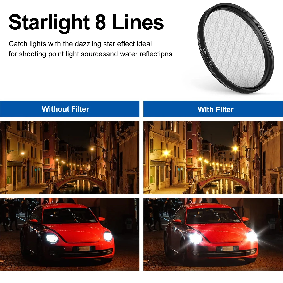 Starlight Clip-on Camera Lens with CPL Filter - 52mm Thread