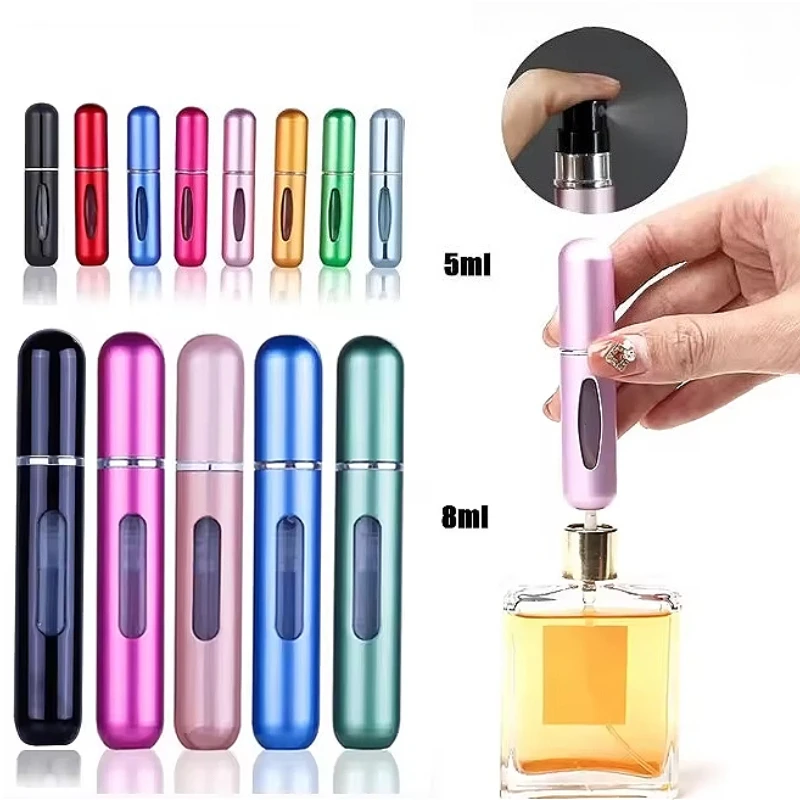 Compact Refillable Travel Perfume Atomizer - Portable 8ml/5ml Spray Bottle
