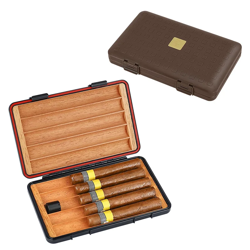 Cigar Humidor Cedar Wood Ultrathin Portable Sealed 5 Sticks Humidor Antipressure Waterproof