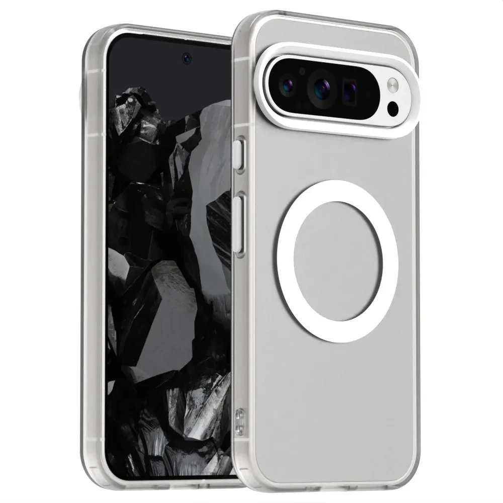 Vibrant Frosted Magnetic Clear Case with Wireless Charging and Shockproof Protection
