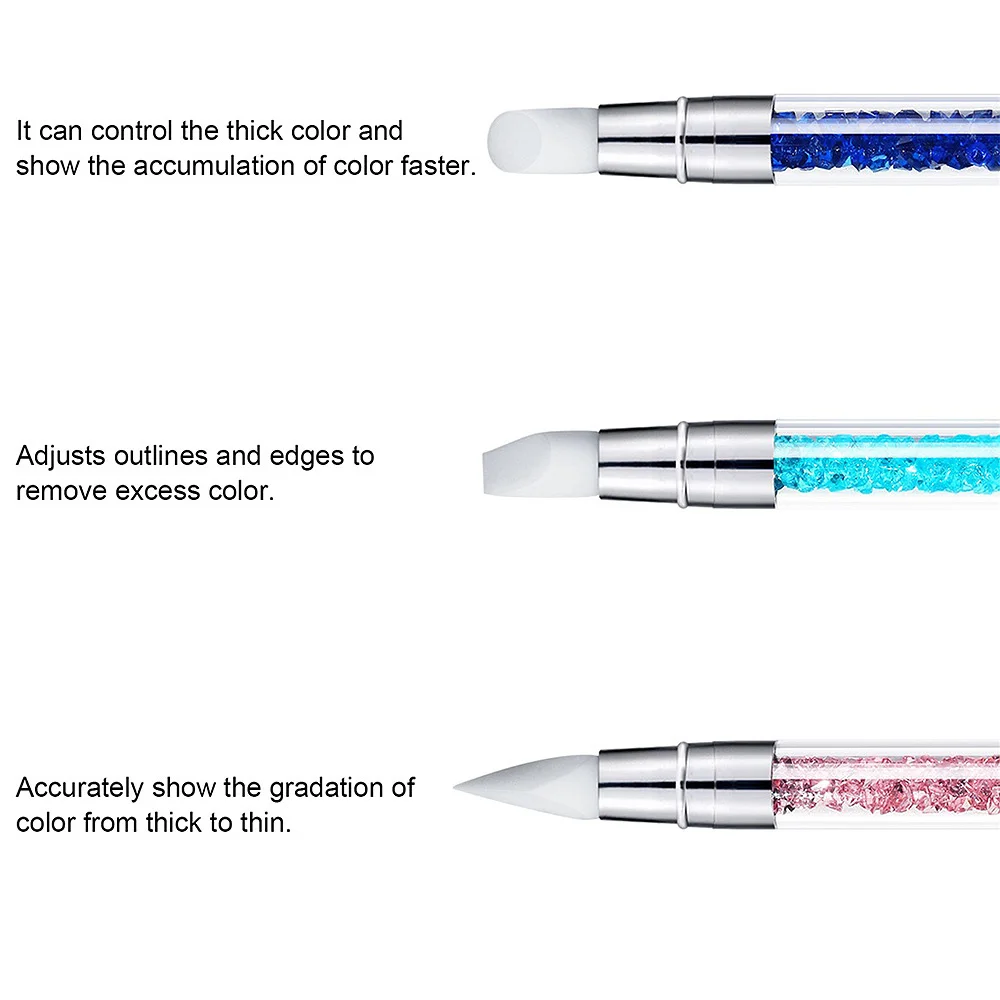 Description Picture 5 of itemDouble Head Nail Art Silicone Sculpture Pen 3D Carving Emboss Glitter Powder Manicure Shaping Silicone Brushes Nail Art Tool