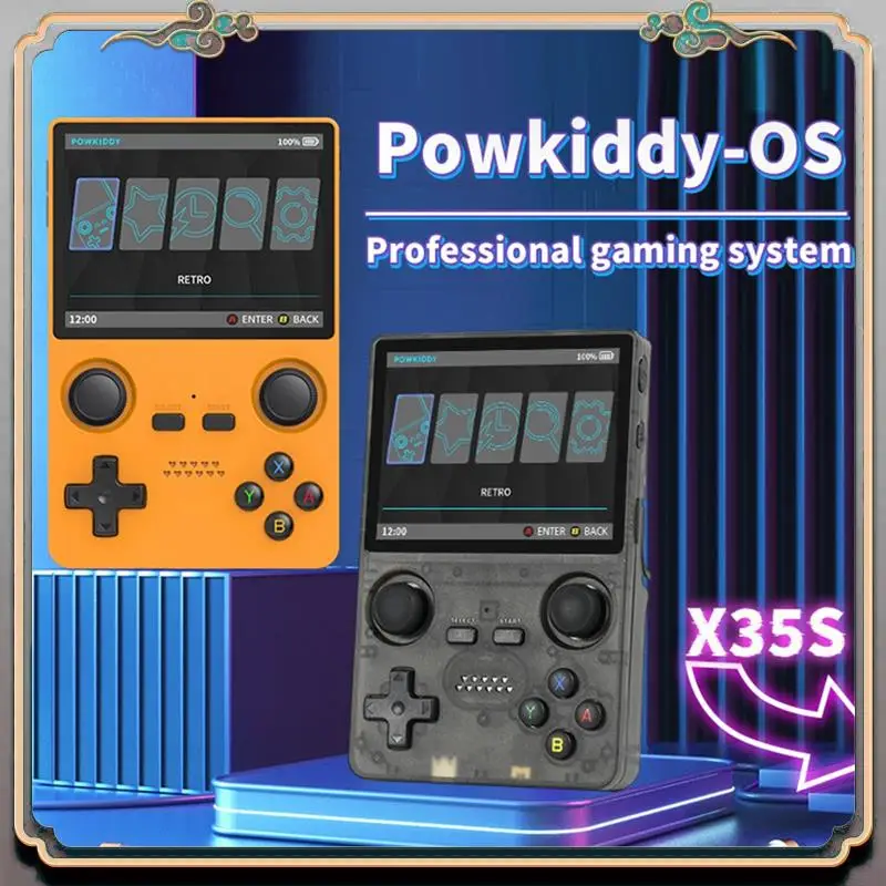 A46M-X35S Handheld Video Game Console Hall Joystick Open Source 16G+128G Retro Game Controller For PSP/GBA/N64/MD Emulator