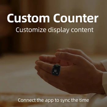 Anello Contatore Intelligente con APP, Display Digitale Portatile, Anello Contatore Bluetooth, Promemoria Orario, Anello Indossabile per Tasbih Zikr Misbah