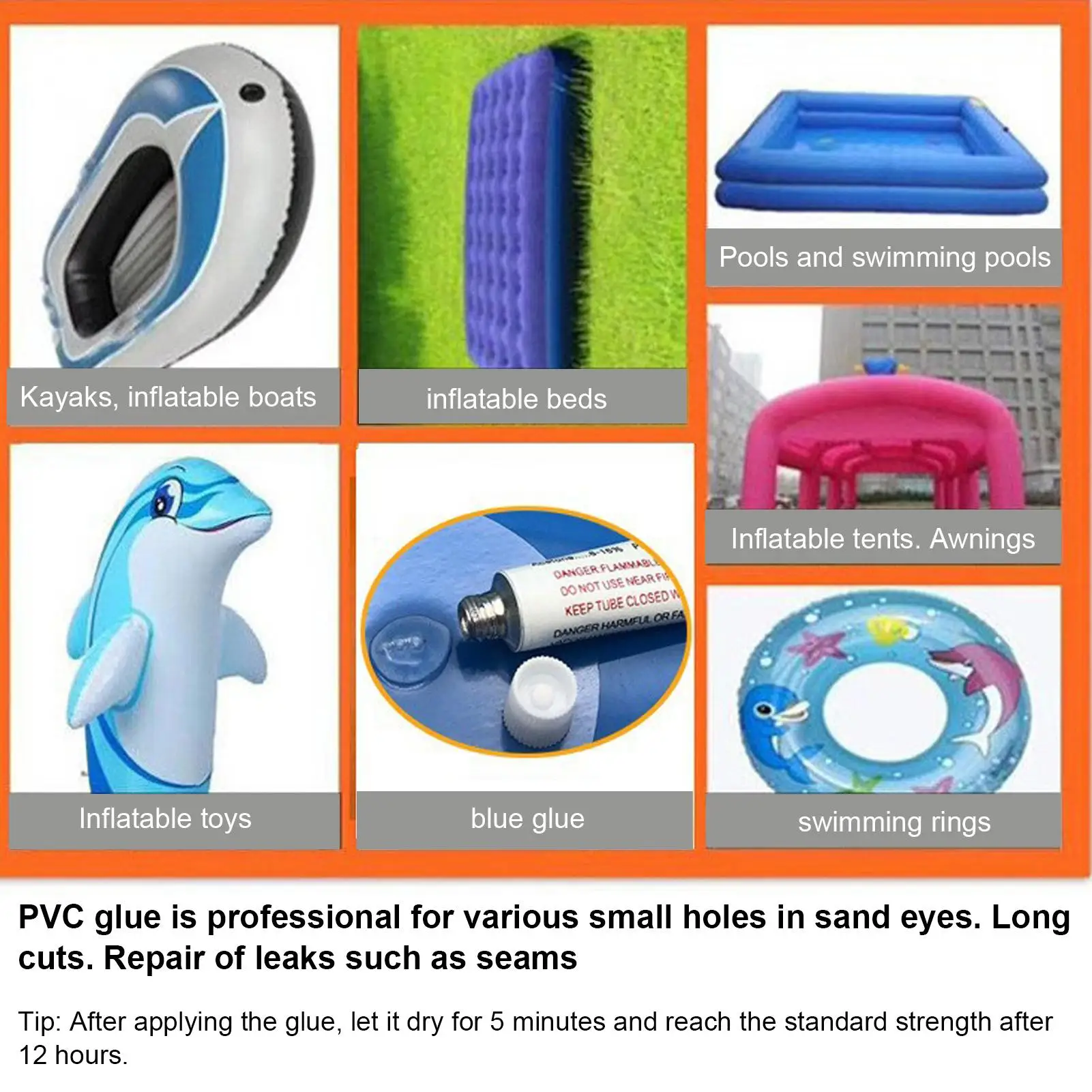 PVC Liquid Repair Glue Waterproof Fast Drying Repair Supplies For Air Mattress Tent Hot Tubs Inflatable Boat Swimming Ring 3g