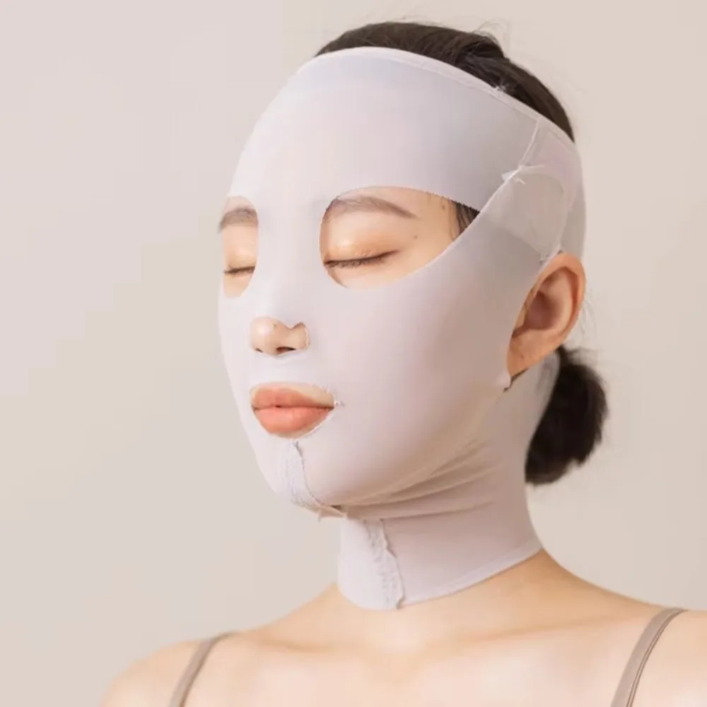 풀페이스 리프트 재사용 가능 3D 페이스 리프트 마스크 조절 가능한 V 쉐이퍼 슬리밍 밴드 통기성 이중턱 리듀서 수면 마스크