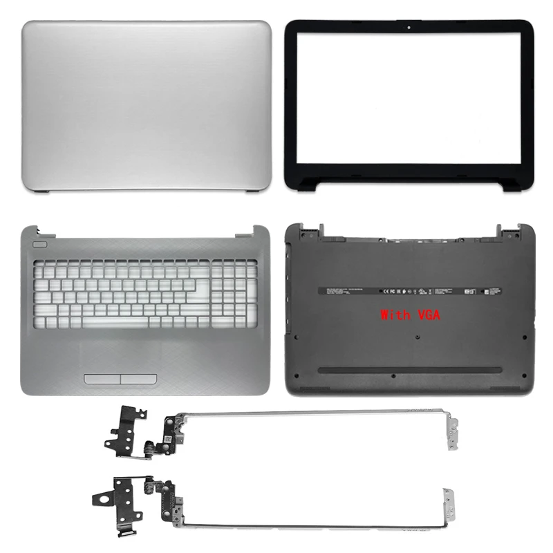 

For HP 250 255 G4 G5 15-AC BA 15-AY 15-AF TPN-C125 C126 Laptop LCD Back Cover/Front Bezel/Hinges/Palmrest/Bottom Case Silver