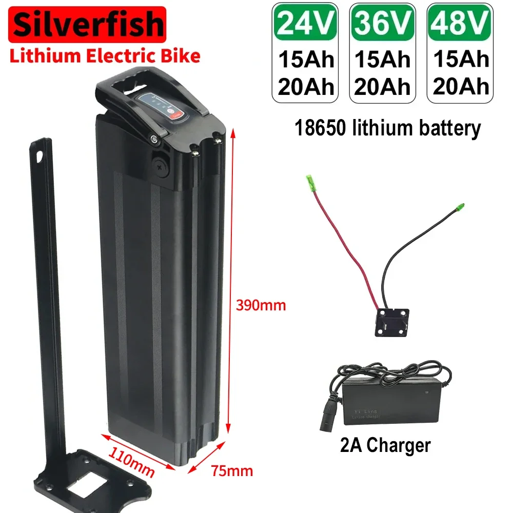 

48V 20AH Silverfish Lithium Electric Bike 800W 1000W 36V 24V Lithium Ion Electric Bike Bicycle 48V18650 Battery Pack+charger