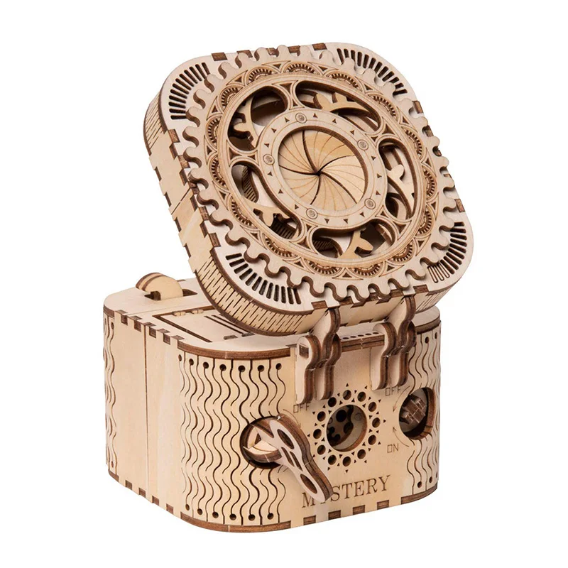 Robotime Mechanical Model DIY 3D Wooden Puzzle Game Treasure Box / Calendar Model Toy Gift LK502 for Dropshipping