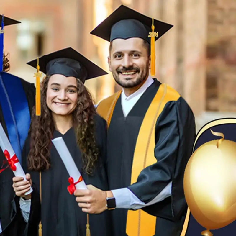 Graduation Gowns College Graduation Caps Uniform Set with Tassel Stole Seal European American Style for Bachelor