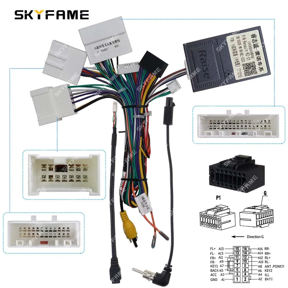 Car 16pin Wiring Harness Adapter Android Radio Power Cable car wire cable adapter audio speaker cable car stereo accessories audio speaker wiring kit For Renault Kadjar