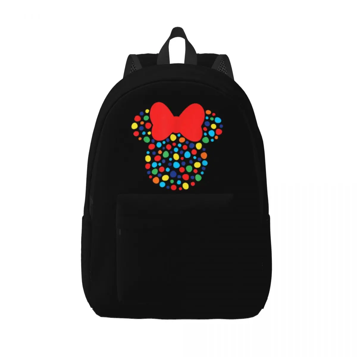 

Disney Minnie Mouse for Teens Student School Bookbag Polka Dot Rainbow Canvas Daypack Elementary High College Hiking