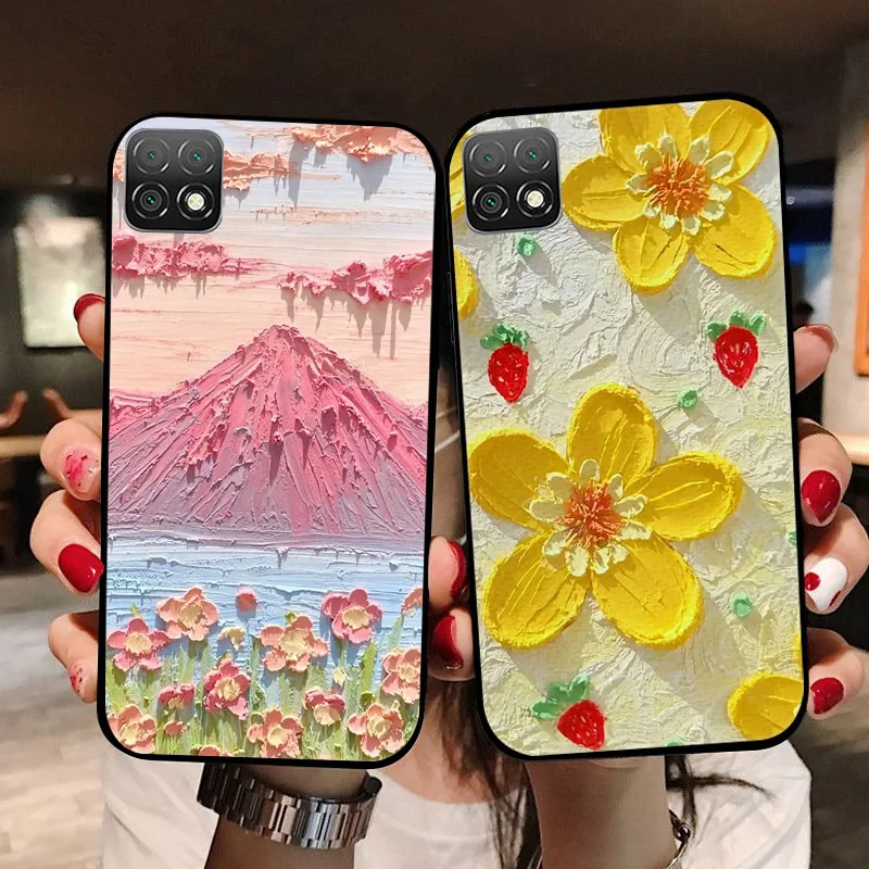 Elegant Black Soft TPU Silicone Protective Case - Lovely Painted Design