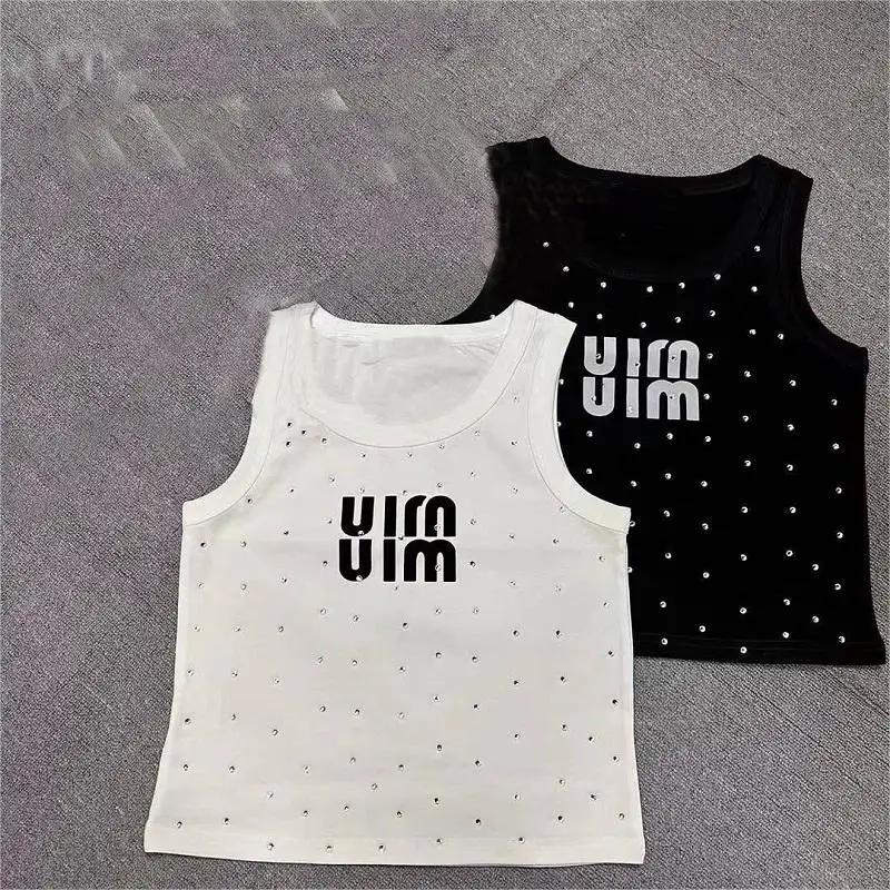 

Summer Sexy Sleeveless Vest Women's Fashion Inlaid Diamond Luxury Slim Fit Knitted Vest Women's Y2K Casual