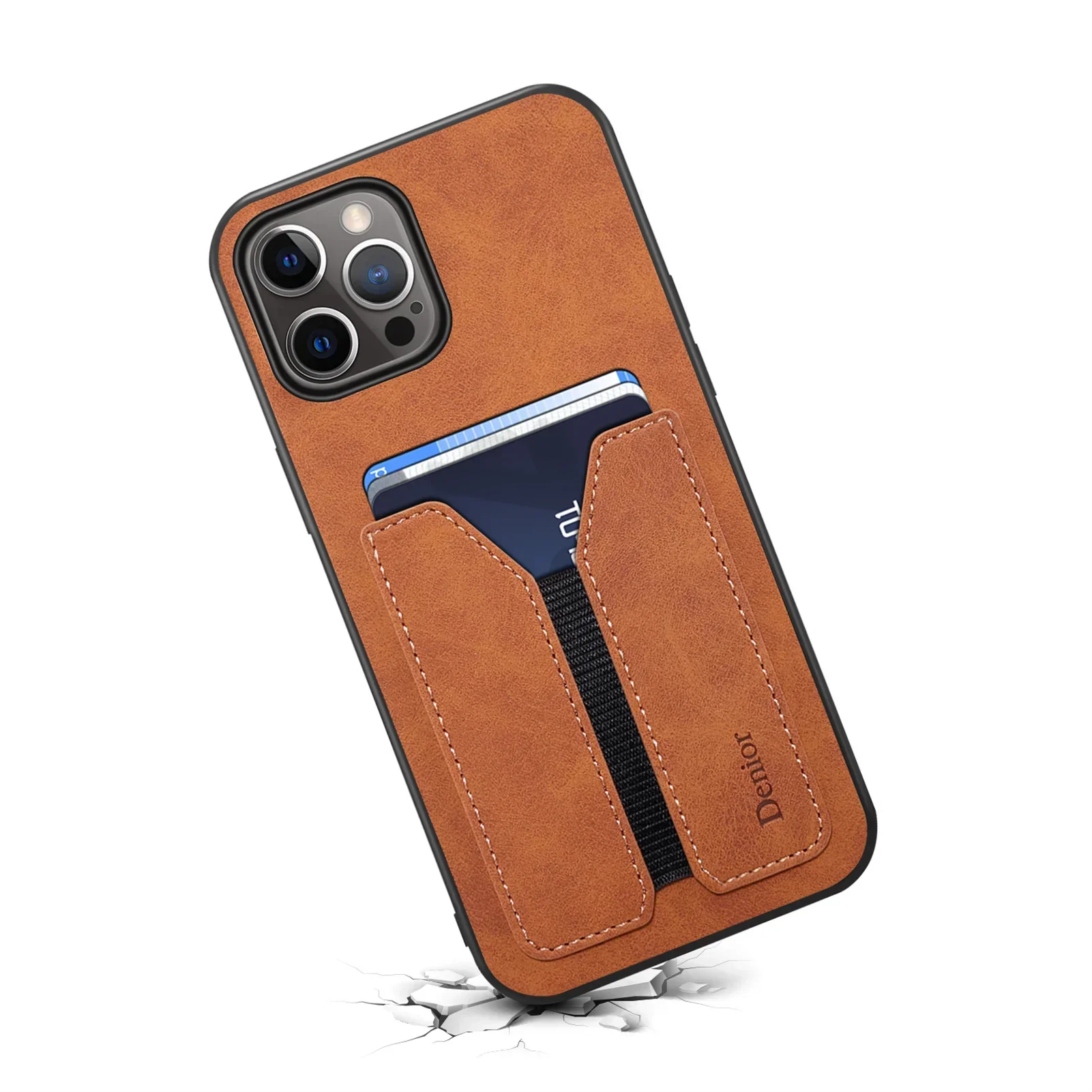 Sleek Leather Card Pocket Wallet Phone Case with Back Cover Design