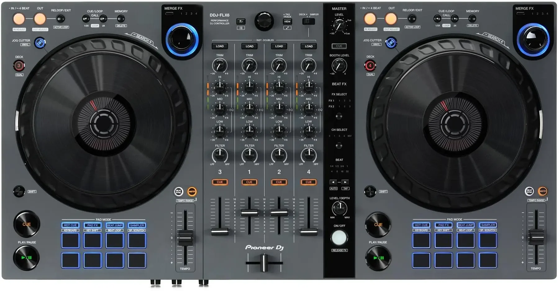 

100% AUTHENTIC Pioneers DJ DDJ-FLX6-GT 4-deck Rekordbox and Serato DJ Controller - Graphite