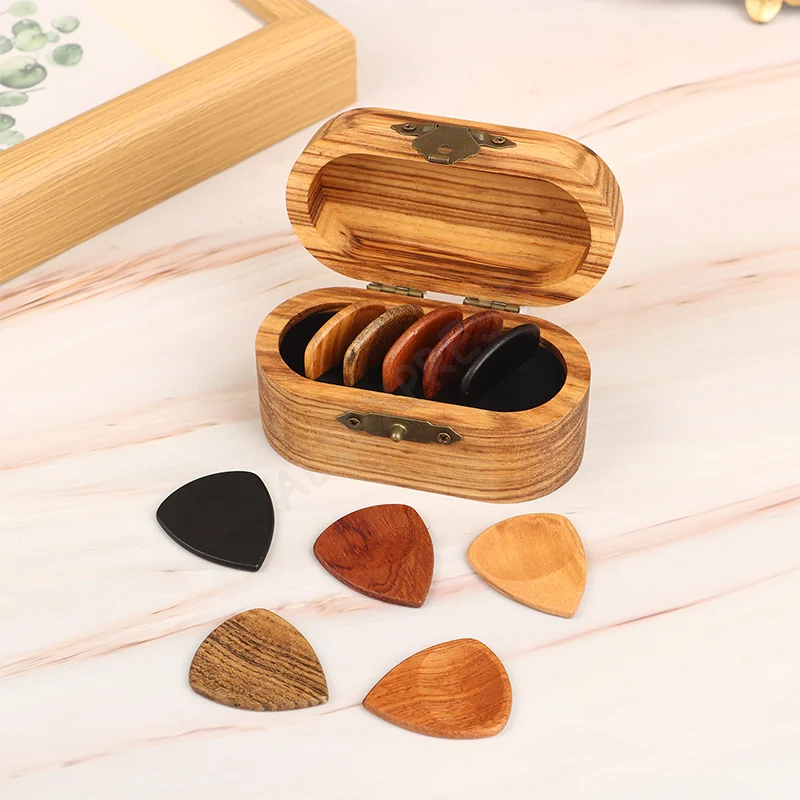 1/5Pcs Wooden Acoustic Guitar Picks Bass Ukulele Plectrum Picks Electric Guitar Can Be Drillable Pendant Gift