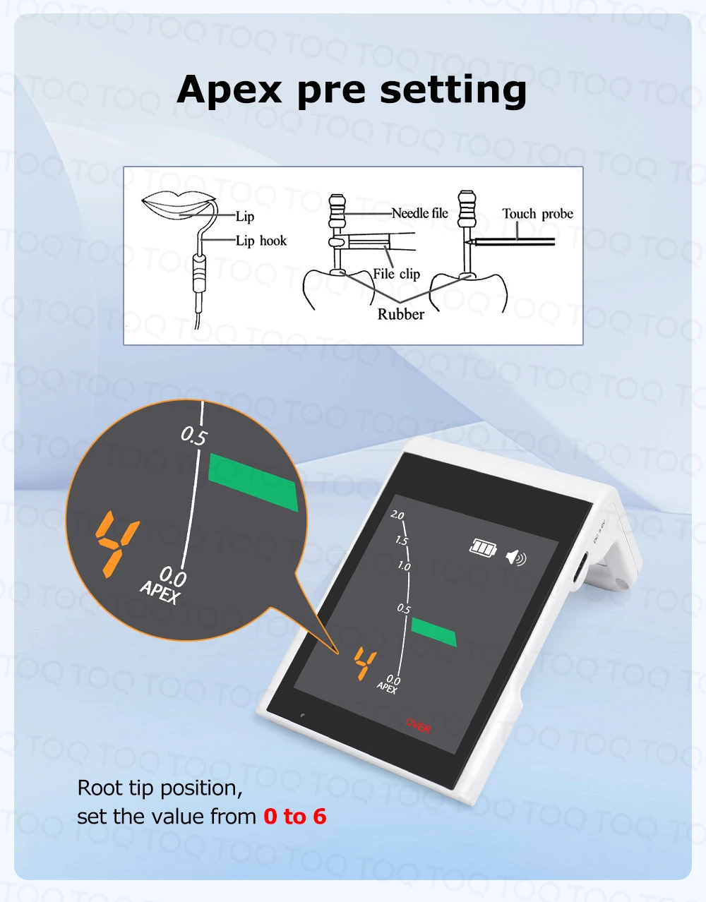 TOQ High Technical Mini Endo Motor with Apex Locator & Endodontic Treatment 16:1 Reduction Contra Angle Measurement Equipment