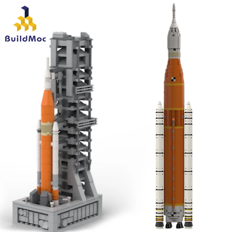 Buildmoc Sls Artemised Space Launch System Rocket Building Blocks Kit Saturn V Scale Explore Space Launch Bricks Regalo Giocattolo Per Bambini