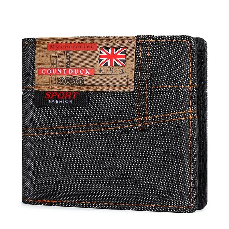 Universal canvas wallet, short men's bifold wallet, multiple card slots, cash clip, ultra-thin simple design wallet 3