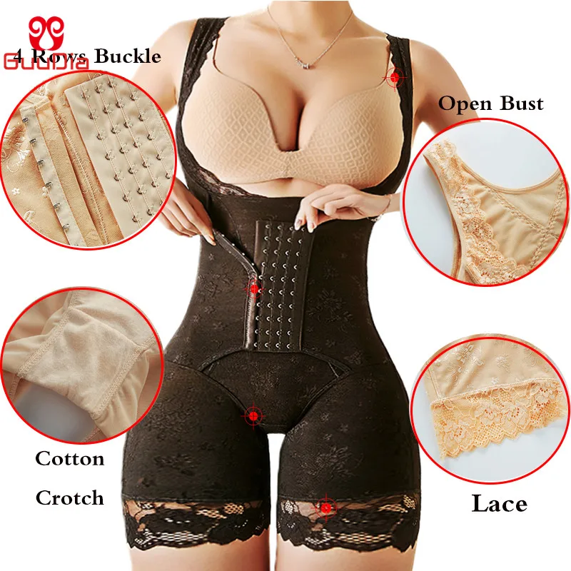 GUUDIA Women Full Body Shaper Open-Bust Slimmer Seamless Tummy Control Shapewear Bodysuit Tummy Control Butt Lifter Bodysuits