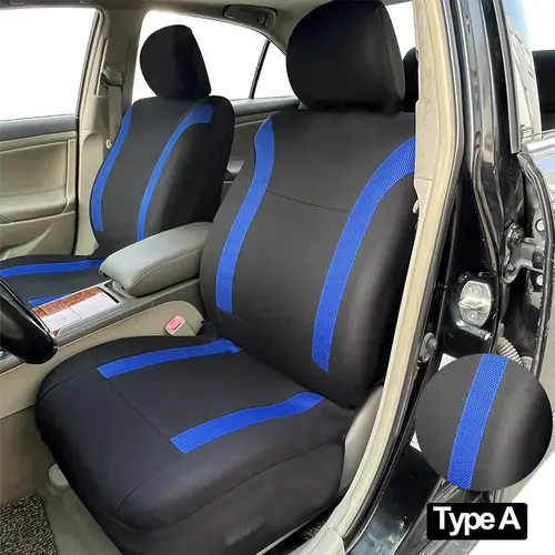 AUTO PLUS Sports Universal Polyester Car Seat Cover Set Fit Most Car Plain Fabric Bicolor Stylish Car Accessories Seat Protector - Image 2
