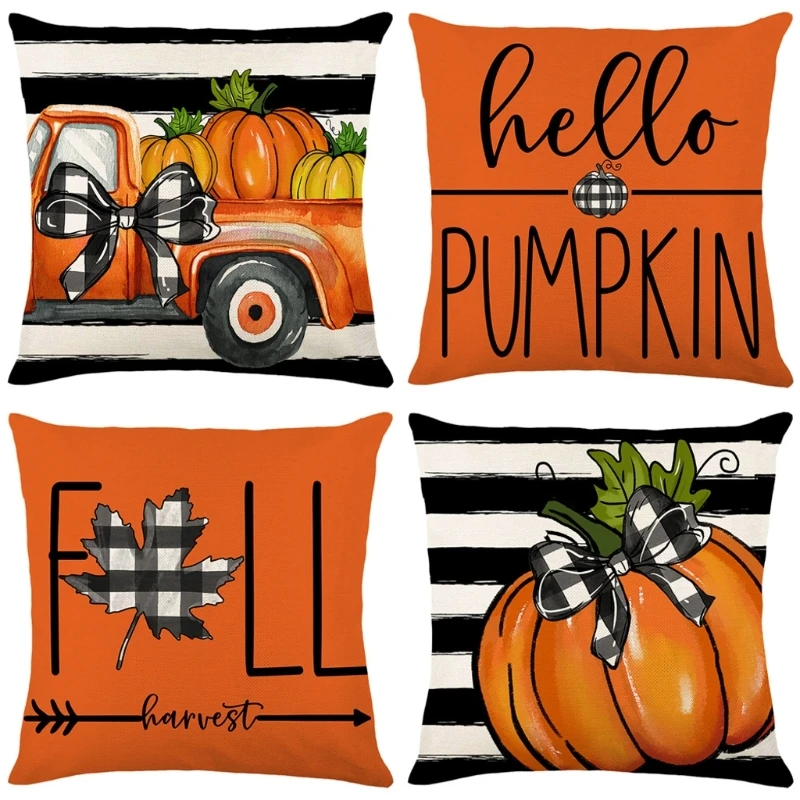 

Festive Pumpkin Pillowcase for Autumn Thanksgiving Decorations Pillow Cover