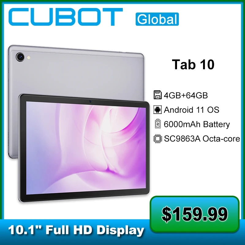 10.1'' Cubot TAB 10 4G Network Tablet Octa Core 6000mAh 4GB+64GB