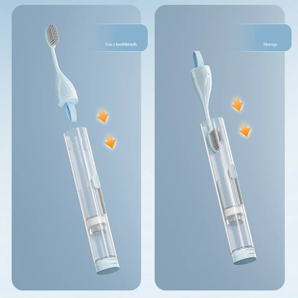 All-in-one Portable Toothbrush Travel Toothpaste Toothbrush With Case Soft  Bristles