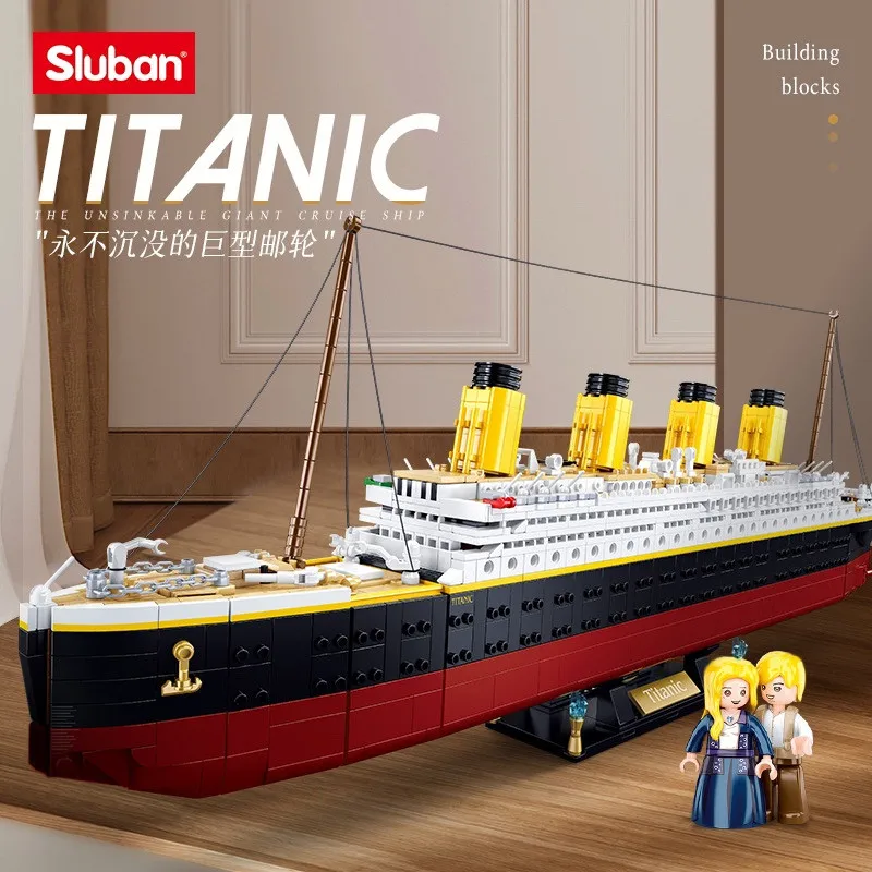 

2022 Large Titanic Unsinkable Giant Cruise Ship RMS Boat City Building Blocks Figures DIY Hobbies Educational Toys for Children