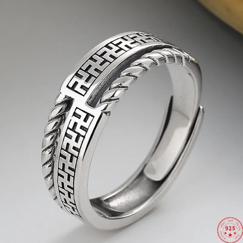 S925 Sterling Silver Rings New Fashion Hollow Buddha Safely Amulet