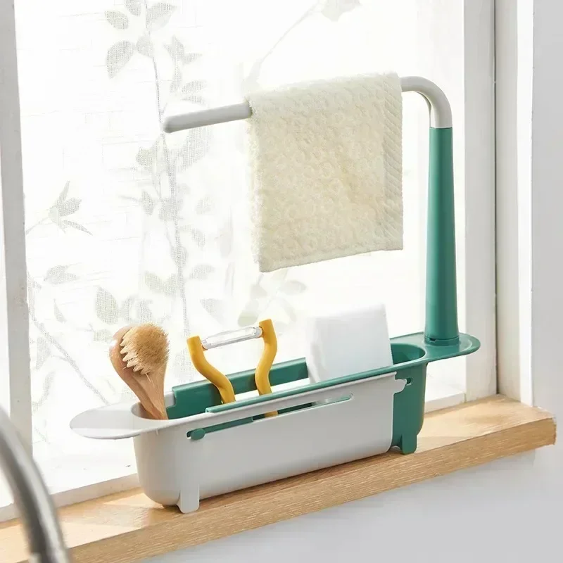 New Sink Drain Rack Storage Basket Kitchen Gadgets Telescopic Sink Shelf Sinks Organizer Soap Sponge Holder Accessories Tool