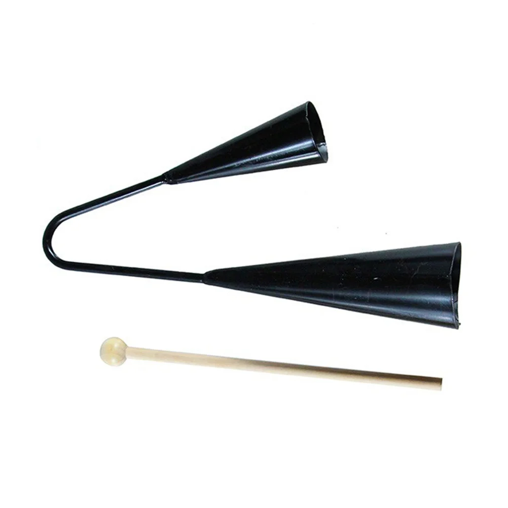 Kids Early Education Agogo Bell Toy Traditional Small Musical Two Tone Children Instrument with Wooden Stick Samba