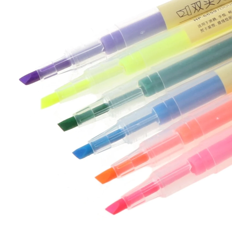 

6 Pcs Watercolor Gel Pen Highlighter Solid Accent Maker Smooth Writing Dropship