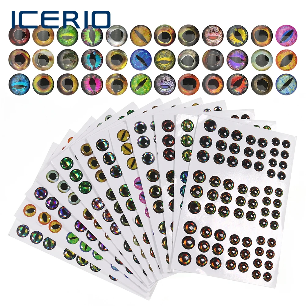 

ICERIO 69/183pcs 3mm~10mm Fishing Lure Eyes 3D Holographic Epoxy Fish Eye for Fly Fishing Crankbait Minnow DIY Accesssory