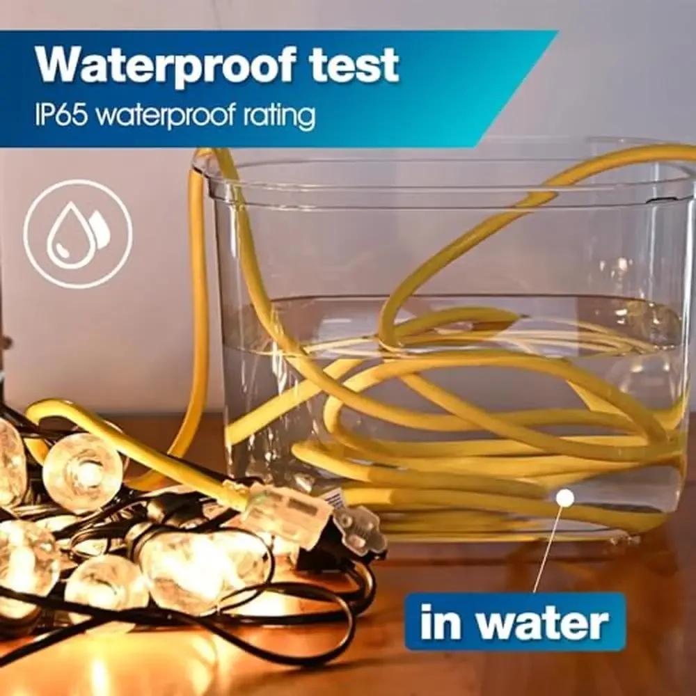 100FT Waterproof Outdoor Extension Cord Heavy Duty 15A 1875W Flexible Copper 3 Prong Commercial Cords Garden Construction