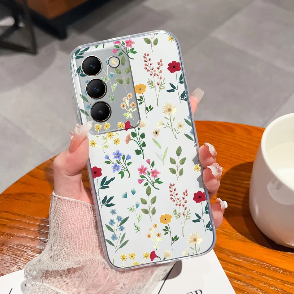 Floral Painted Transparent Shockproof Soft TPU Silicone Phone Case