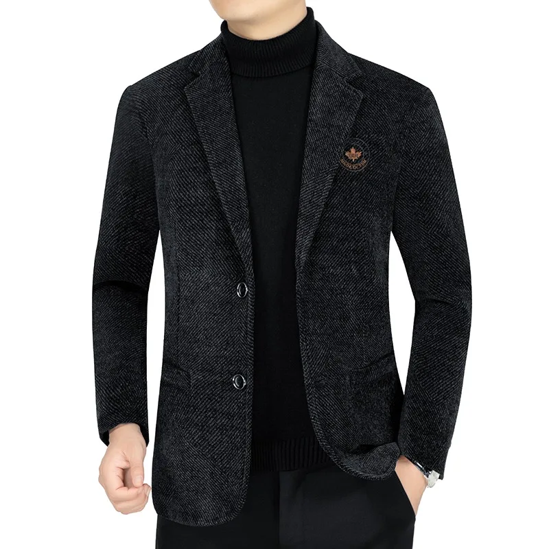 

New Fashion Wool Coat Men High-end Casual Handsome Jacket Autumn Winter Woolen Short Lapel Coat Men