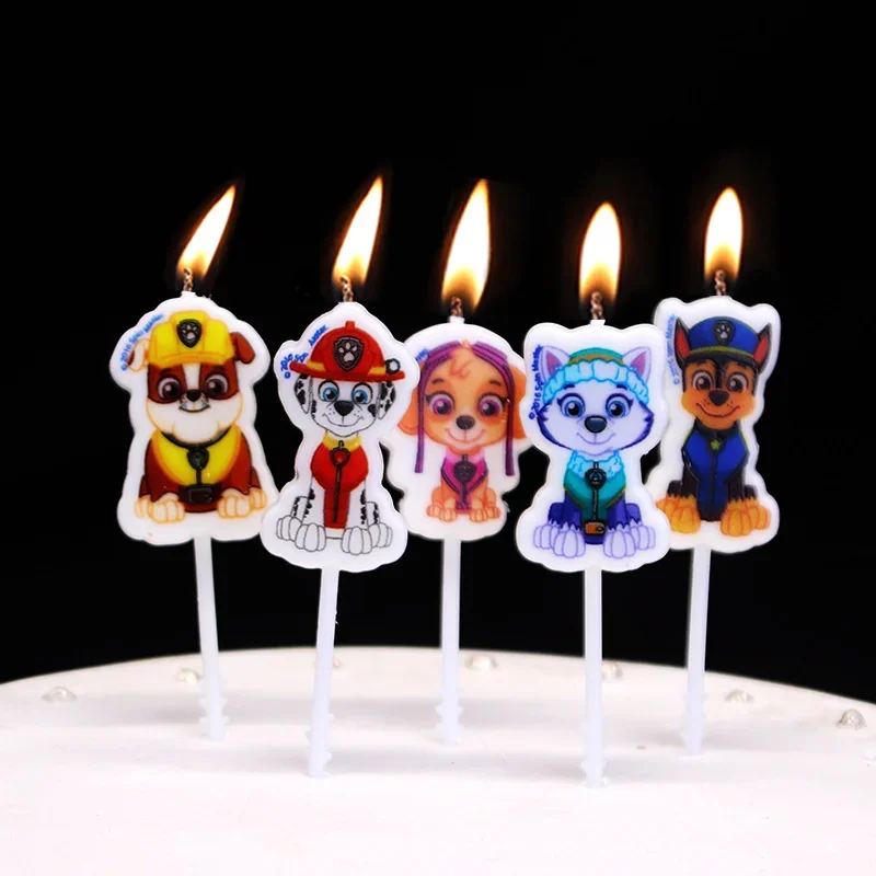 5pcs Paw Patrol Candle Kids Birthday Cake Decoration Supplies Cute Cartoon Anime Figure Patrol Canine Party Accessories Supplies