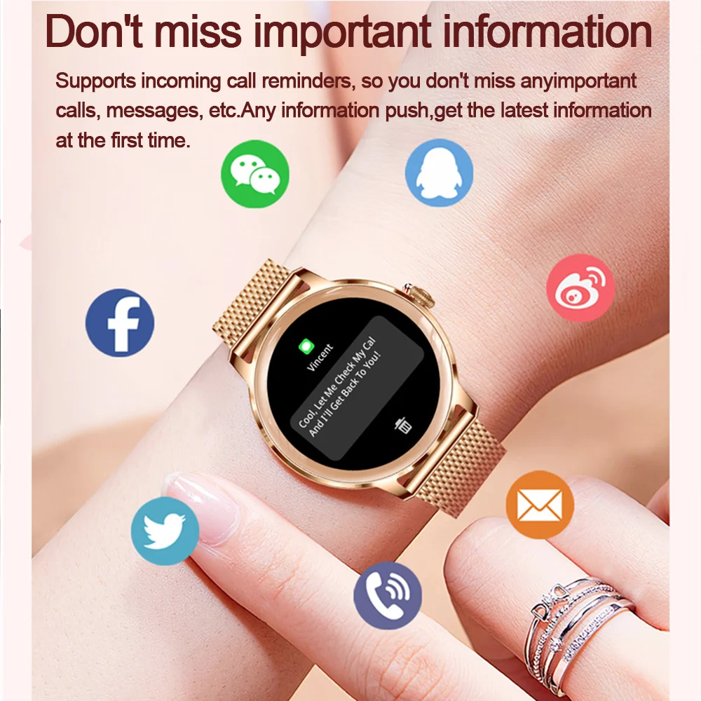 New Smart Watch Diamond Ladies Amoled Class Screen 100 Sports Fashion Bluetooth Talk Heart Rate Waterproof Weather Smart Watch
