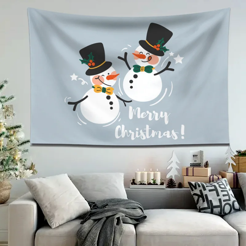 

Snowman Christmas Tapestry for Home Party Room Decoration Background Cloth Snow Scene Wall Hanging Tapestries Tablecloth Blanket