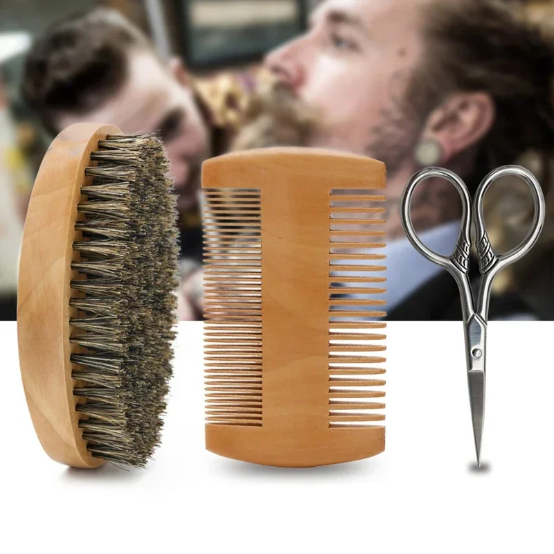 Men's Shaving Brush Set Boar Bristle Portable Barber Natural Beard Brush for Facial Cleaning Styling Tool Wholesale 2
