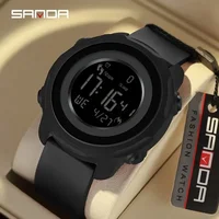 SANDA 6121 Sports Pedometer Calories Waterproof Watch for Men Countdown Alarm Digital Mens Wristwatches Military Reloj Hombre