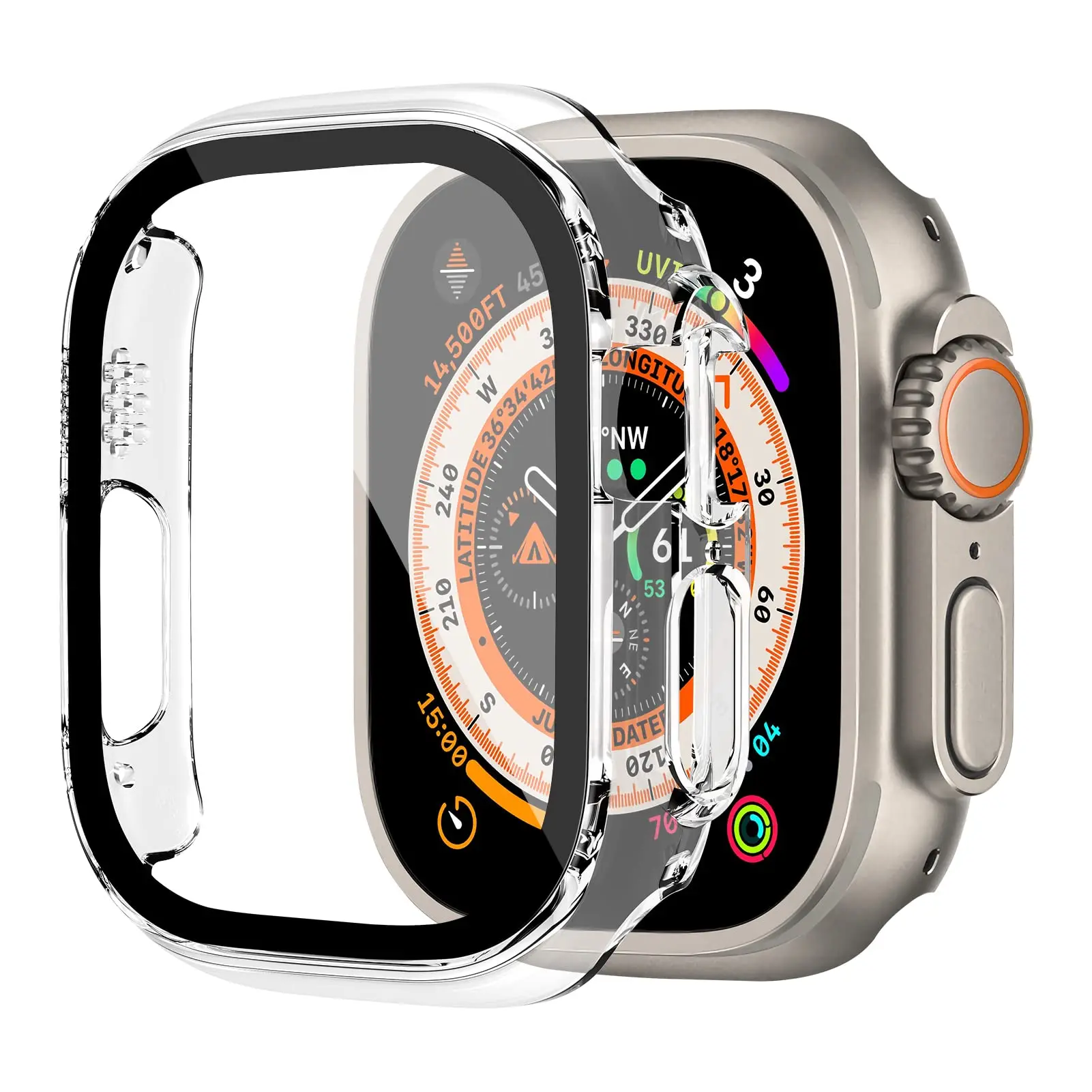 Durable Shockproof Apple Watch Ultra Case with Tempered Glass Protector