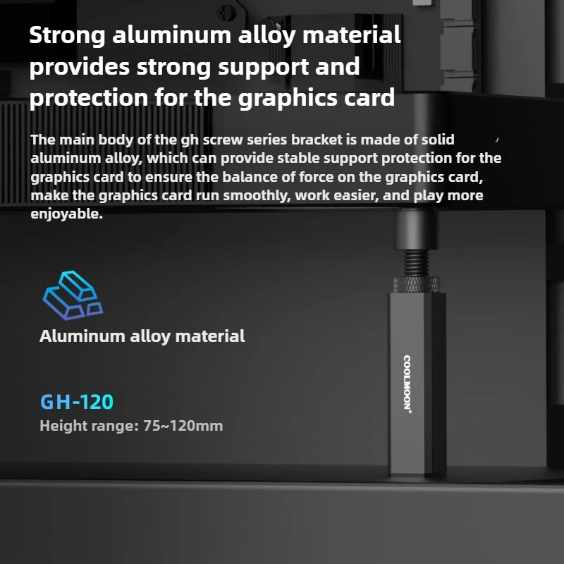 Aluminum Magnetic Adjustable GPU Stand Holder Vertical Graphics Card Support Bracket Extendable Scissor Jack for PC Case Black