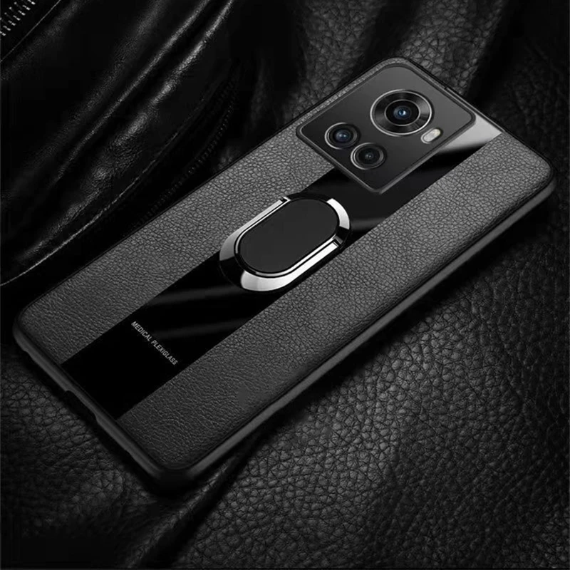 Stylish Luxury Leather Magnetic Holder Phone Cover with Camera Protection and Shockproof Bumper